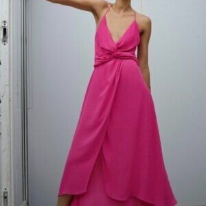 Zara Pink Strappy Midi Dress